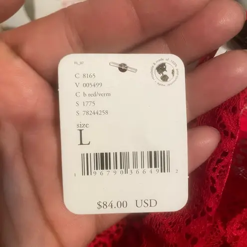 Free People NWT  x Only Hearts Womens Bra Red Lace So Fine Bralette Size Large