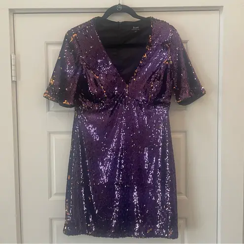 Bardot Two Tone Sequin Mini Dress in Purple and Gold Size 6 Small