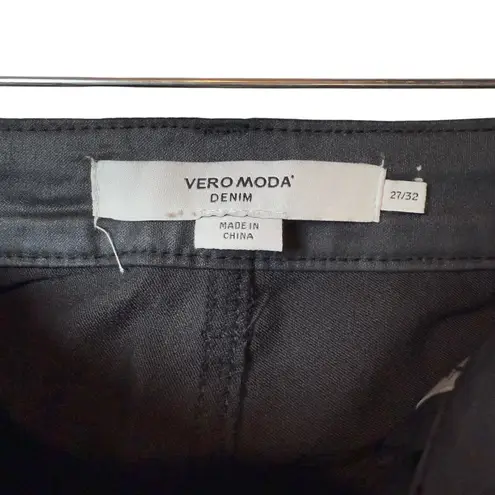 VERO MODA DENIM High Waisted Black Coated Skinny Jeans Size 27/32 Whimsygoth