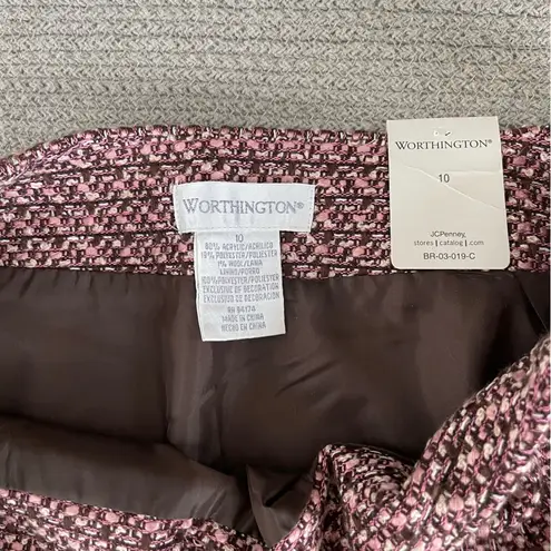 Vintage Y2K Brown Pink Tweed Lace Trim MIDI Tulip Skirt Size M (10) NWT Size M