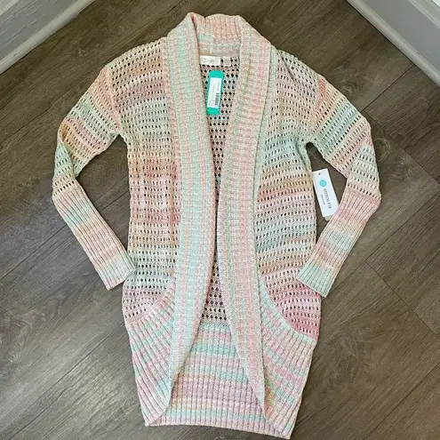 RD Style NEW Pastel Sonole Open Stitch Yarn Knit Cardigan Sweater ~ NWT Size S