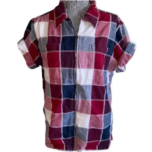 Fashion Bug Vintage Plaid T-shirt zipper jacket