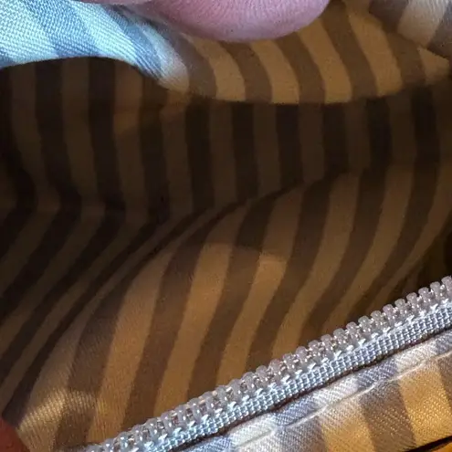 Miztique designer collection cross body tan purse gold accents