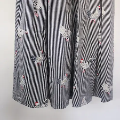 THML Striped Rooster Print Pleated Cotton Skirt