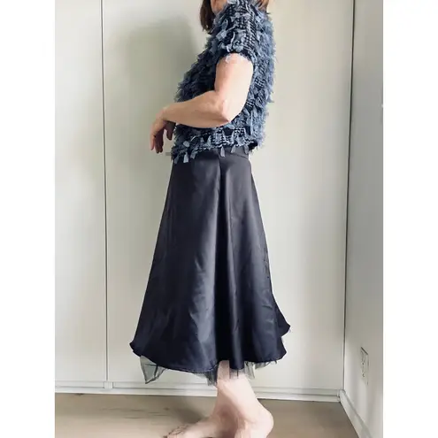 Byer California Black Sateen Tulle Skirts Midi Length Size S/27W Goth Whimsy Formals