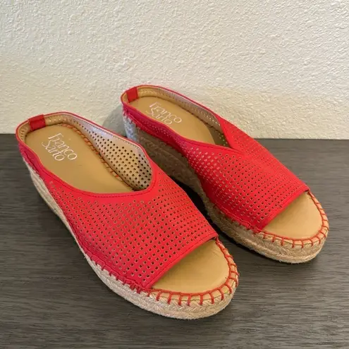 Franco Sarto  Red Espadrille‎ Wedge Sandals Size 6 Perforated Upper