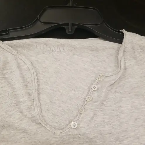 Zadig & Voltaire 💕💕 Tunisien Skull Long Sleeve T-Shirt - Gris Chine Gray M NWT