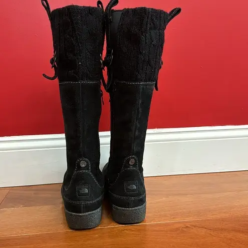 The North Face  black Suede knit Leather Boots size 9.5