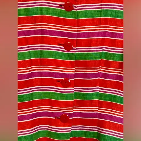 80s Rickie Freeman for Teri Jon 100% Linen Button Down Blouse size 16 vintage Red