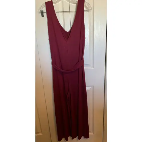 1 Piece Jumpsuit 2 Pockets V Neck & V Back NEW XL Wine red