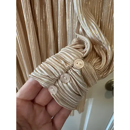 Sabina Musayev Adi Pearl Blush Metallic Pleated Mini Dress Size L Gold Size L