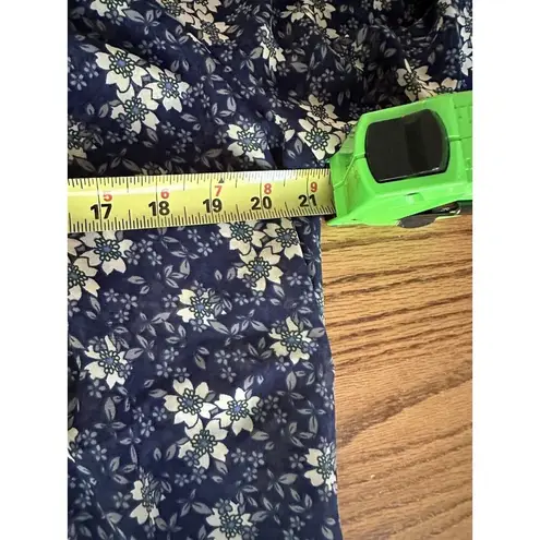 Route 66 Blouse Floral Long Sleeve V Neck Semi Sheer Peasant Boho Drawstring