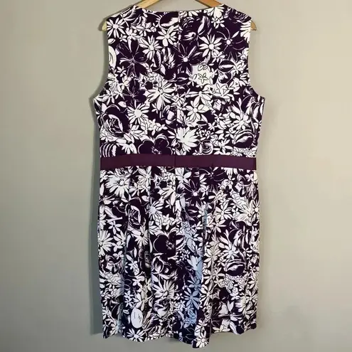 Brooks Brothers 346 Women's Size 16 Sleeveless Floral Sheath Dress Purple White