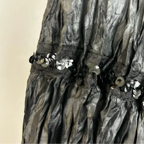 NWT Vintage Essentials by Milano Crinkle Black Sequin 80s/90s Midi Skirt 1X