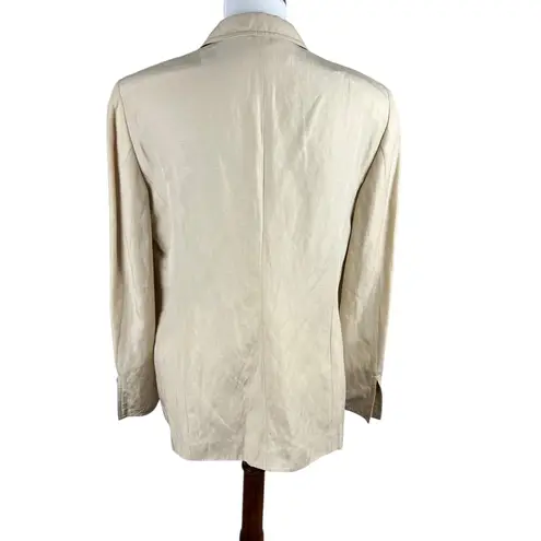 Vintage Escada Silk Linen Blazer Y2K Neutral Designer Cream Butter Yellow Blazer Size M
