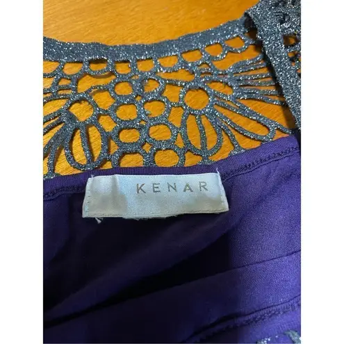 Kenar Purple with Black Sparkly Crochet Tank size L