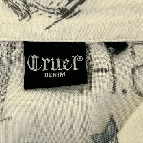 Cruel Shirt Women Medium *no Tag* Bull Western Cowgirl Horse America USA FLAG White