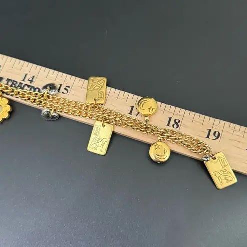 Liz Claiborne Vintage LCI  Gold-tone Tarot Flower Star Moon Charm 38”Necklace 83g