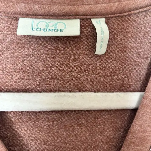 LOGO Lounge Cardigan Womens Medium Multicolor Lace Hem Stretch Zippered Sweater