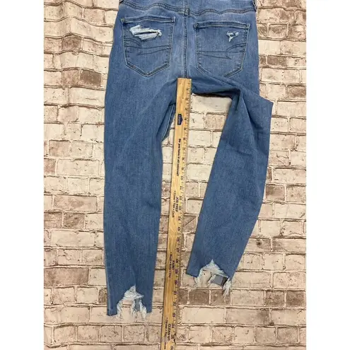 American Eagle  4 Short Jeans Hi-Rise Jegging Crop - Light Washed Distressed  NWT