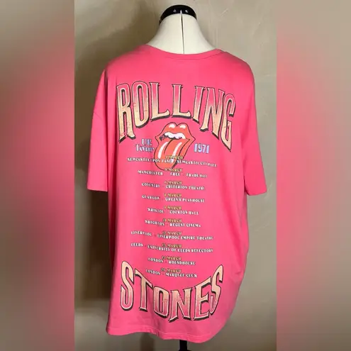 The Rolling Stones UK Tour 1971 Music Pink Casual Graphic T-Shirt,Womens|Sz:XXL