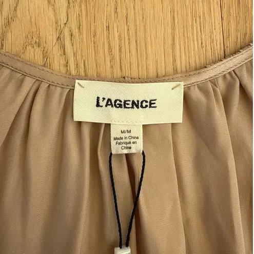 L'Agence  V Neck Blouse Kaili Size M Beige