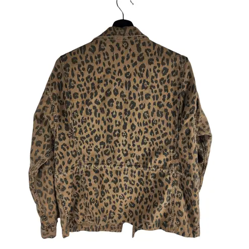 Frame  Cheetah Print Denim Jacket Full Zip Snap Buttons Size M