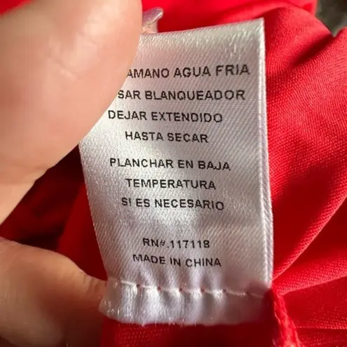 Latulle Red Lace Embroidered Applique Sheer Chiffon Flowy Front Slits Prom Dress