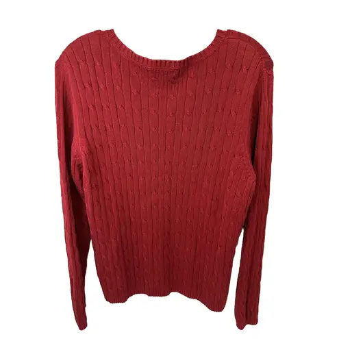 st. john's bay St John Bay Womens Xl Sweater Pullover Cable Knit Long Sleeves Red