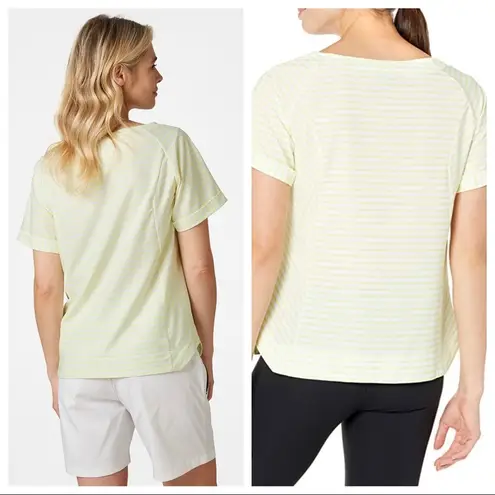 Helly Hansen Sunny Lime Stripes Quick Dry Boatneck Short Sleeve Top Size M