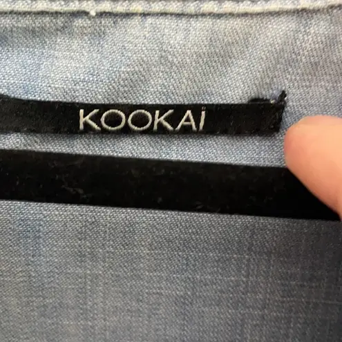 Kookai Chambray Patchwork Button Up Top Medium