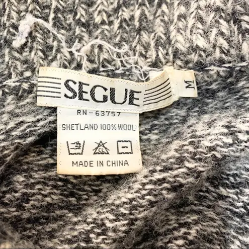 Vintage Segue Gray & Blue Fair Isle Wool Sweater Size Medium