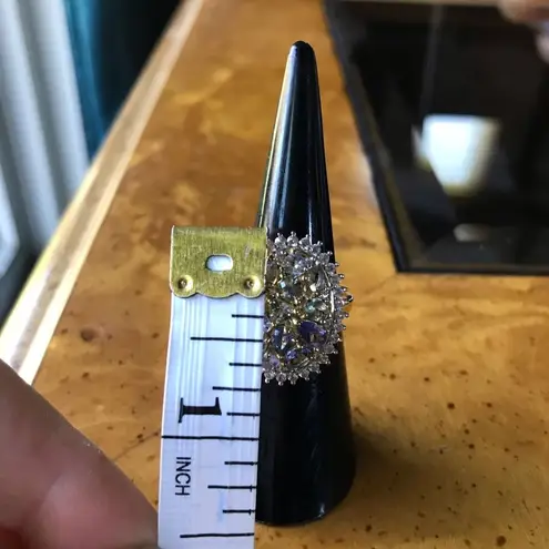 Natural Tanzanite Rare Green Tanzanite Sterling Silver Cocktail Ring Size 5 Gold