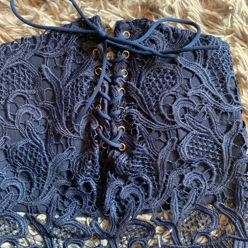 Dark blue sexy strapless 2 piece lacy set sz S