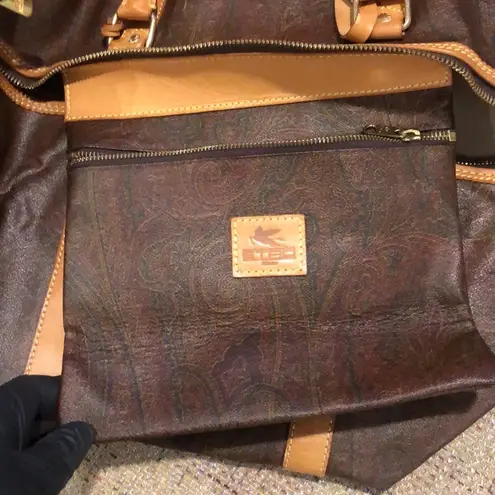 ETRO Milano Red Paisley Boston Weekend Bag With Carry Strap 50 cm