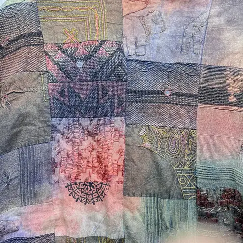 Vintage Patchwork Boho Jacket Embroidered Beaded Jacquard Tribal Cottagecore Size XL