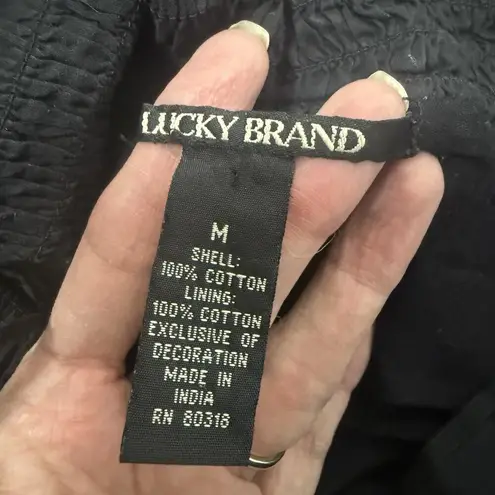 Lucky Brand Vintage Y2K 90’s Mini Skirt Medium Black Embroidered Coconut Girl Tropical Beach