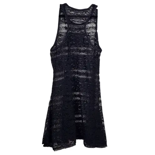 Elegant Black Crochet Lace Swim Dress Cover Nwot