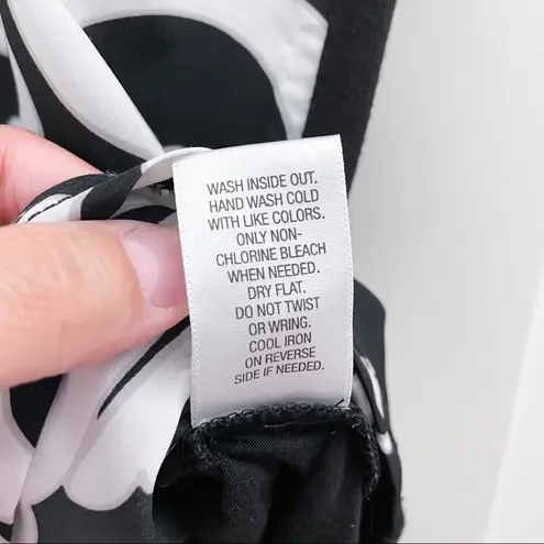 Elle Damask Dressy Top Black White XS