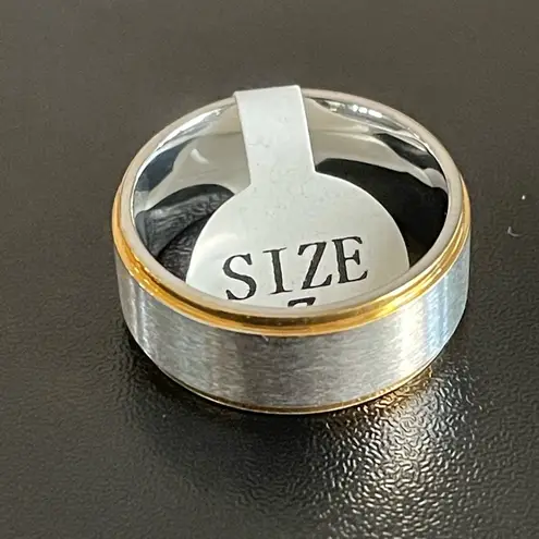 Edge 8mm gold silver titanium ring size 7
