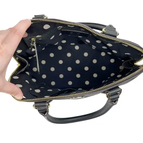 Anne Klein  Black Structured Double Handle Dome Satchel Purse Bag