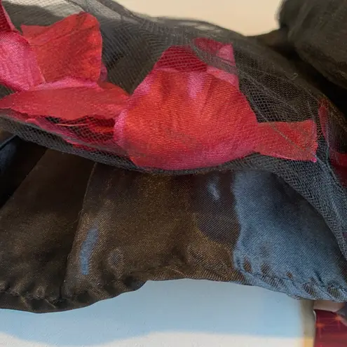 Coquette Black Tulle Short Petticoat Skirt with Floating Petals Women’s Small