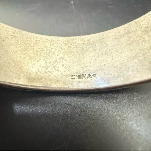 Coach  Signature C Black Enameled Silver-tone Bangle Bracelet 57.9g.