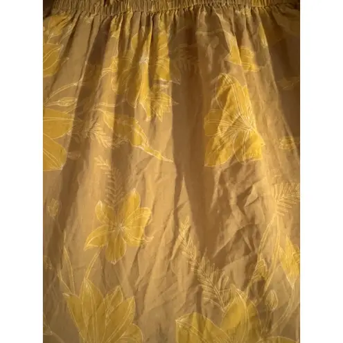 Blue Island Golden yellow floral tunic dress or top Bell sleeves Size S NWT