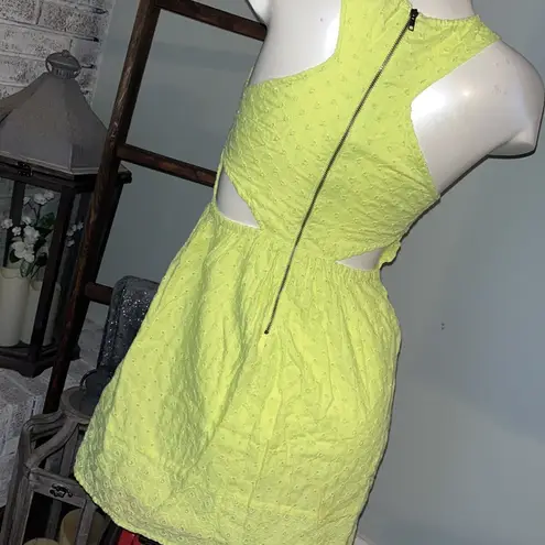 American Eagle  pastel neon yellow cutout dress