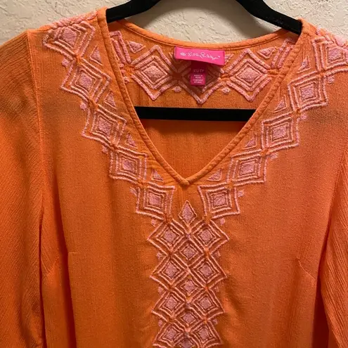 Lilly Pulitzer For Target Coral Embroidered Tunic Size XS Pink
