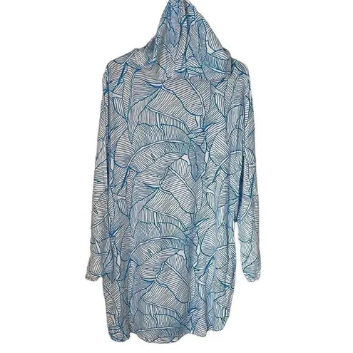 Charlie Holiday Womens Swim Cover Up Long Sleeve Tassel Hooded Blue Size 6