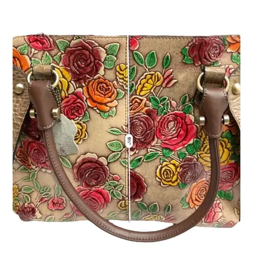 MC Marc Chantal Handpainted Genuine Leather Satchel Croco Embossed Sabrina 2019 Brown