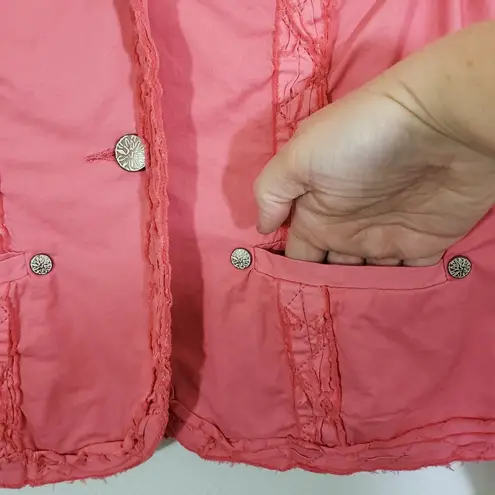 New BLUE WILLI'S Small Pink, Ruffle, Raw Edge Hem, Button