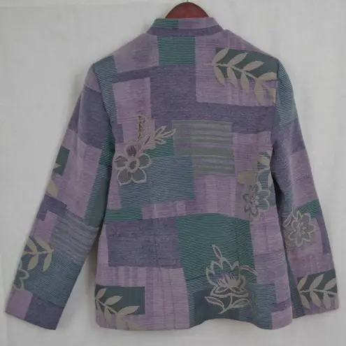 Tapestry Patchwork Style Zip Up Jacket Size 10 Purple